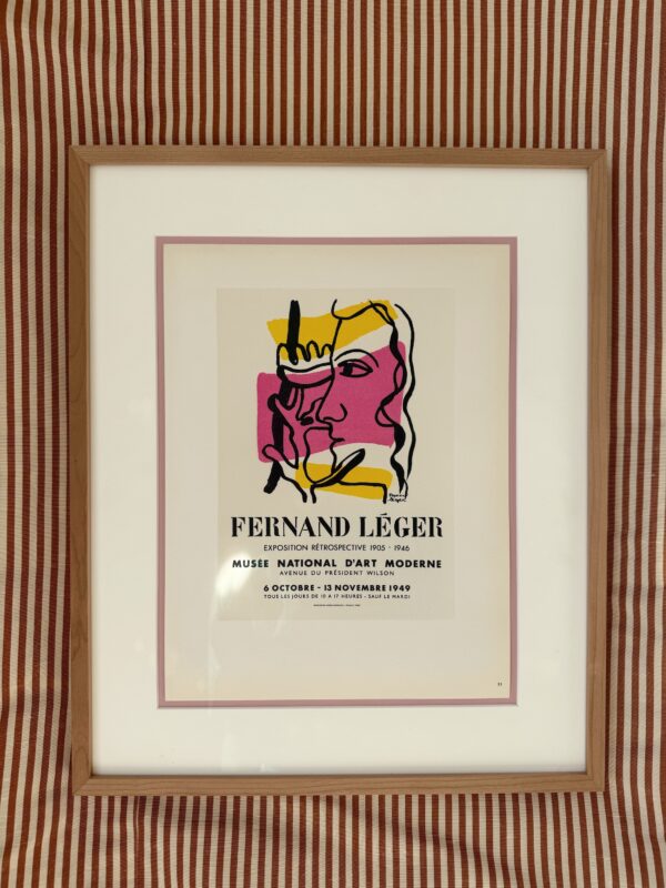 Fernand Léger, originallitografi til Exposition Rétrospective 1947, i egetræsramme