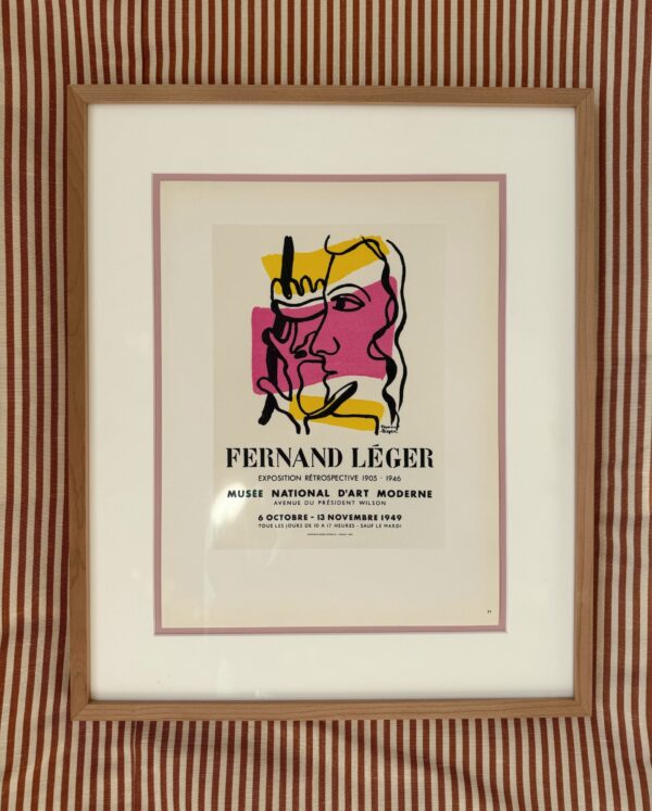Fernand Léger, Original Lithografie für die Exposition Rétrospective 1947, in Eichenrahmen